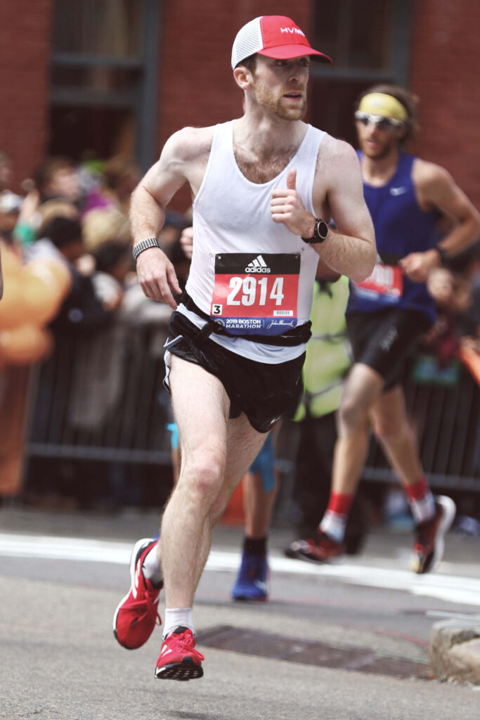 Michael running the Boston Marathon - Ketone IQ founder